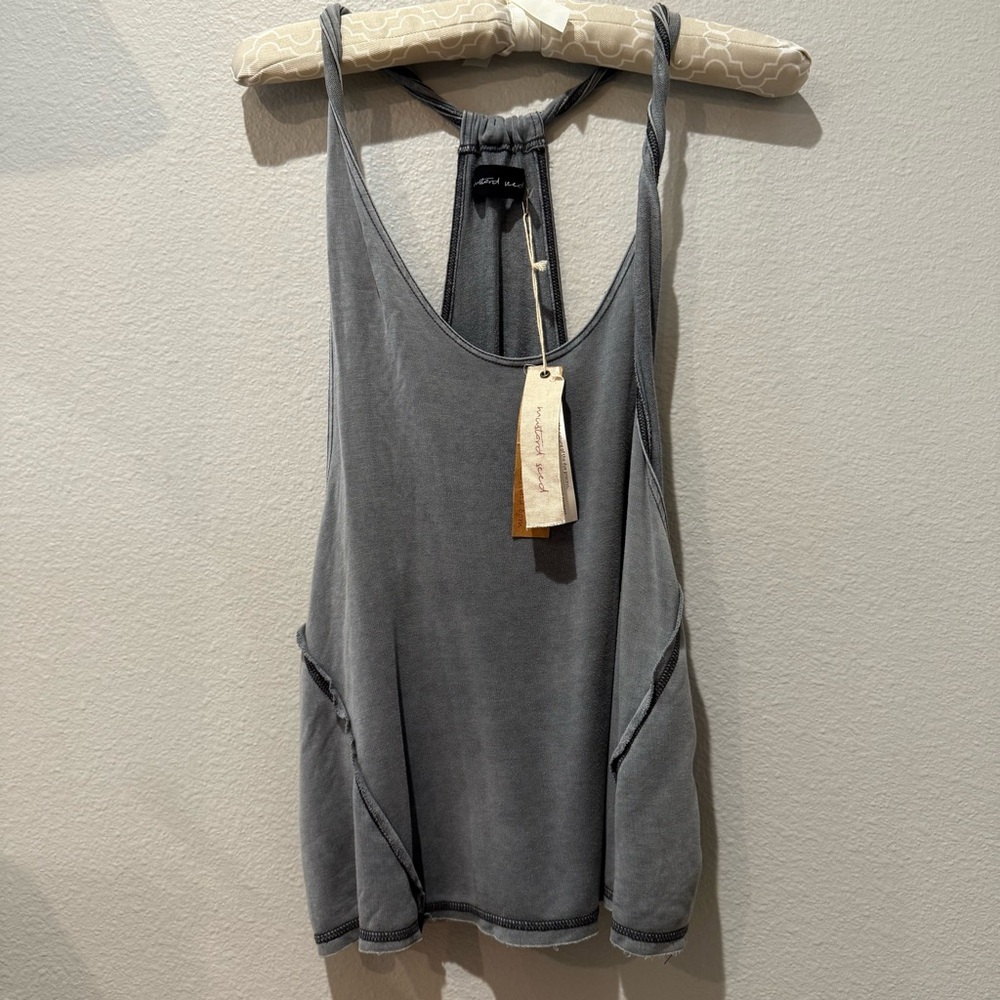 Mustard Seed Gray Twisted Strap Tank Top Size M NWT
